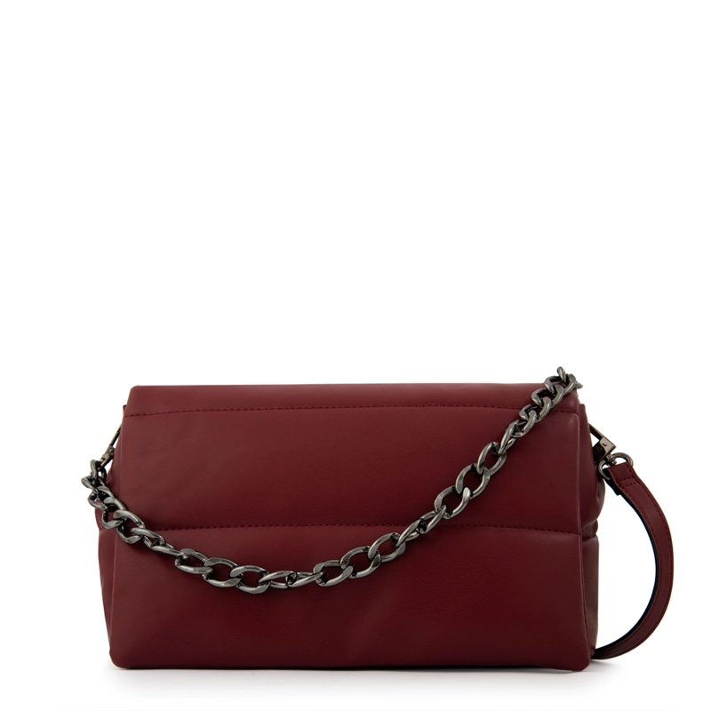 CARTERA BANDOLERA CON TAPA SILVI MEDIANA ROJO OSCURO - 1