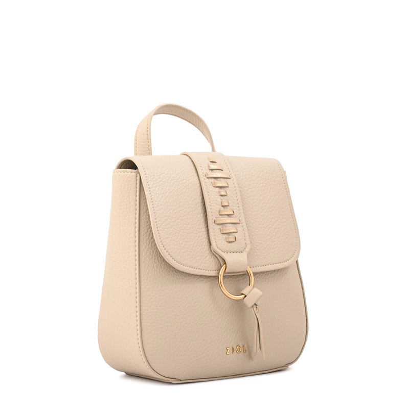 MOCHILA CON TAPA TYRA PEQUEÑA BLANCO CRUDO - 2