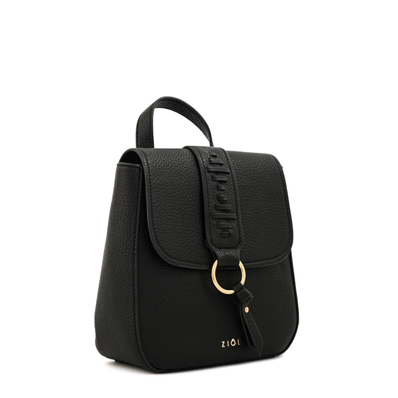 MOCHILA CON TAPA TYRA PEQUEÑA NEGRO - 2