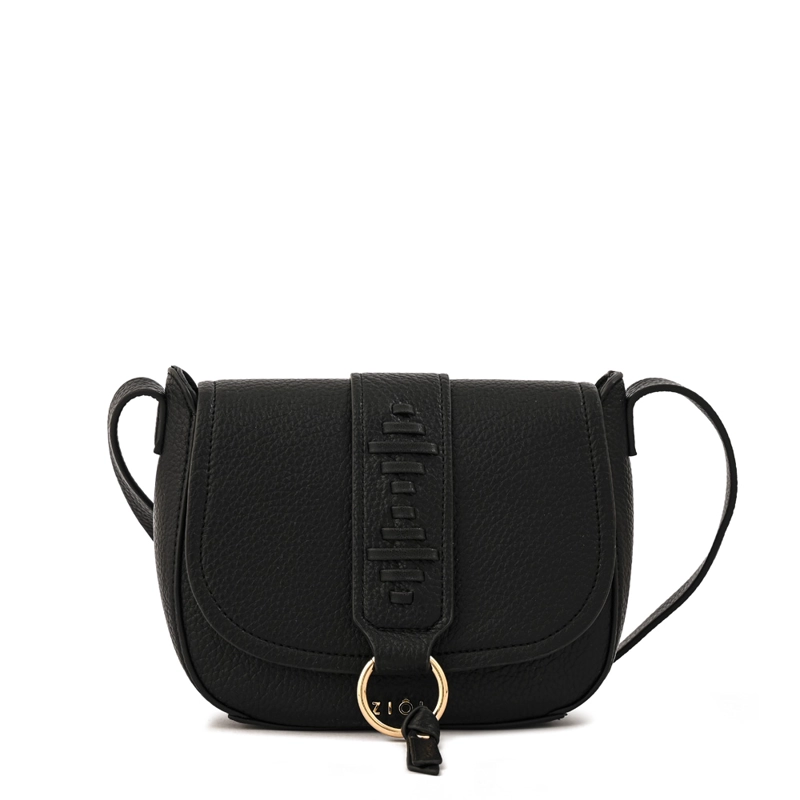 CARTERA BANDOLERA CON TAPA TYRA MEDIANA NEGRO - 1