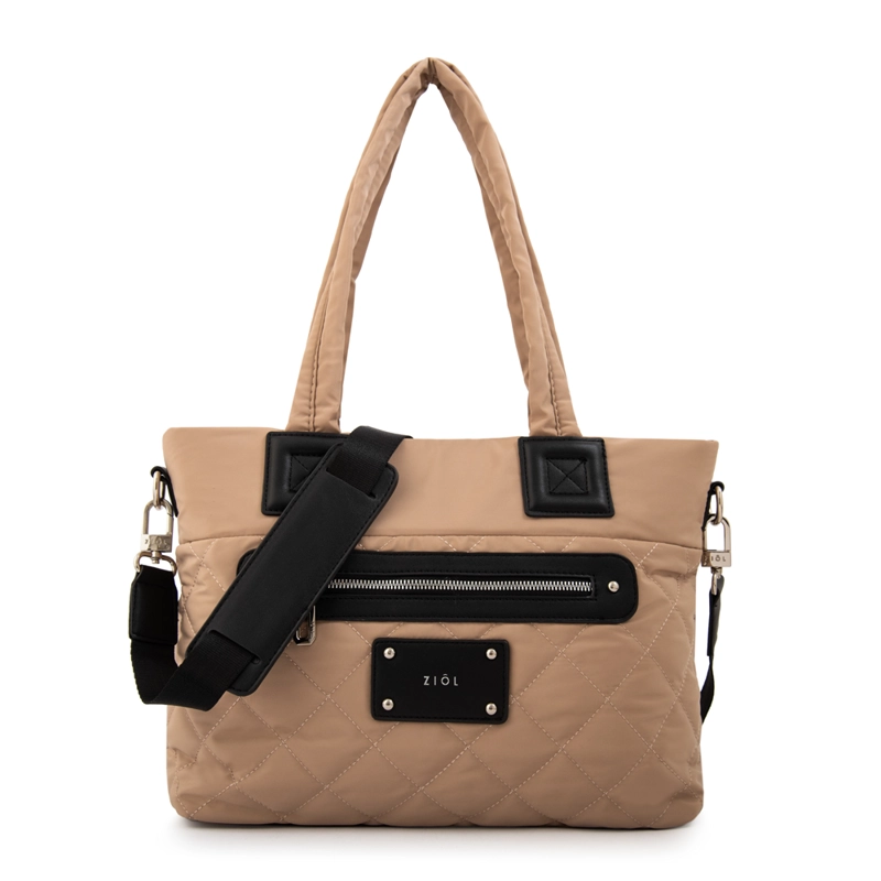CARTERA TOTE PORTA NOTEBOOK ADELA MEDIANA BEIGE OSCURO - 1