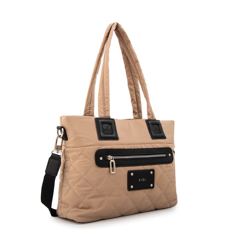 CARTERA TOTE PORTA NOTEBOOK ADELA MEDIANA BEIGE OSCURO - 2