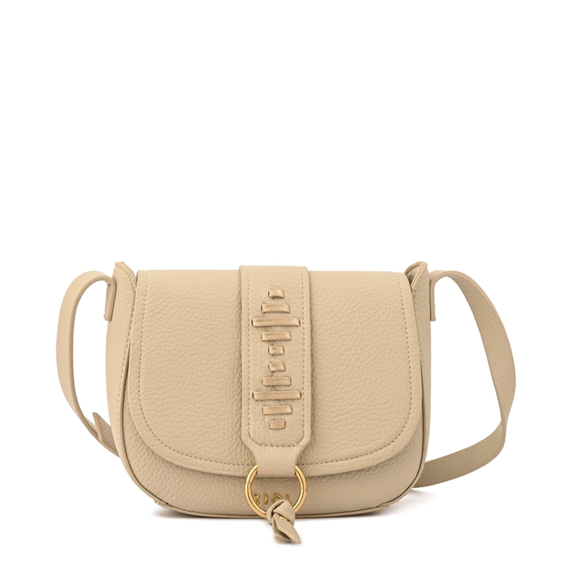 CARTERA BANDOLERA CON TAPA TYRA MEDIANA BLANCO CRUDO - 1
