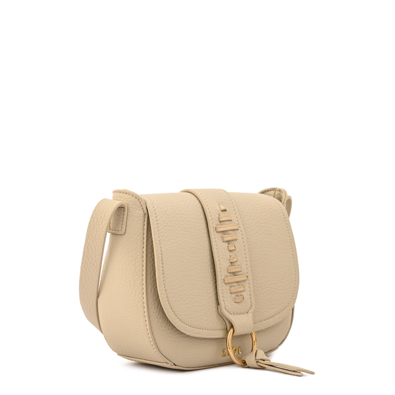 CARTERA BANDOLERA CON TAPA TYRA MEDIANA BLANCO CRUDO - 2
