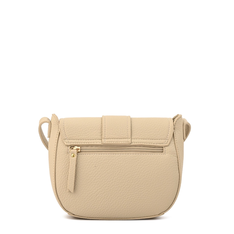 CARTERA BANDOLERA CON TAPA TYRA MEDIANA BLANCO CRUDO - 3