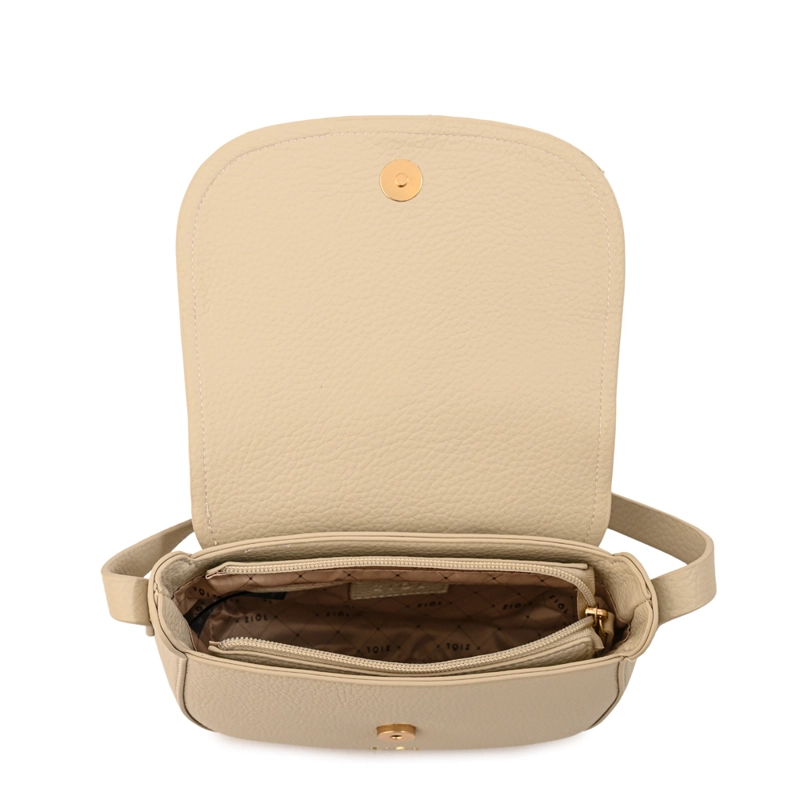 CARTERA BANDOLERA CON TAPA TYRA MEDIANA BLANCO CRUDO - 4
