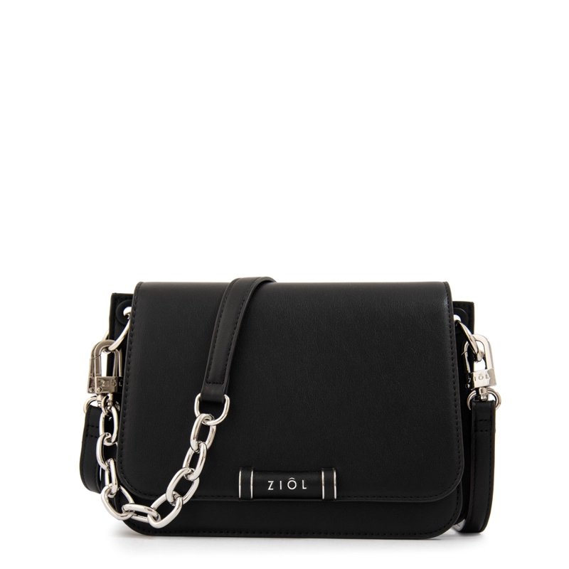 CARTERA BANDOLERA CON TAPA KARINA MEDIANA NEGRO - 1