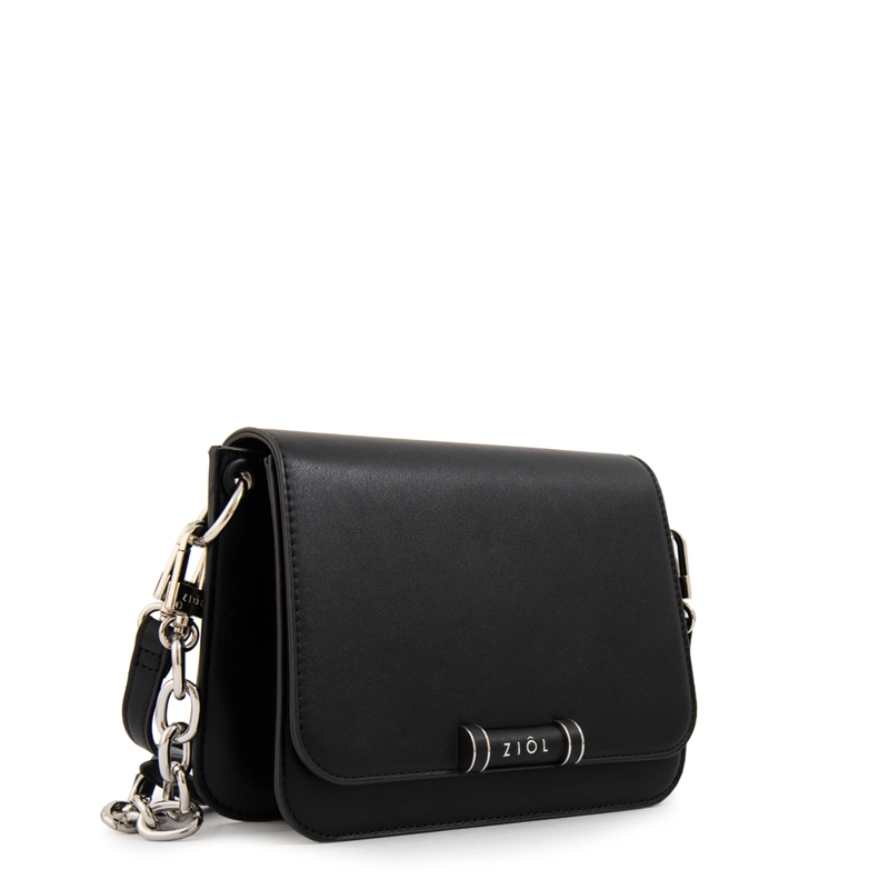 CARTERA BANDOLERA CON TAPA KARINA MEDIANA NEGRO - 2