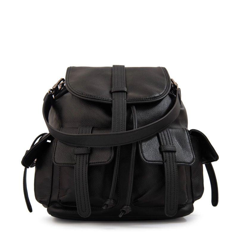 MOCHILA CON TAPA XIMENA MEDIANA NEGRO - 1