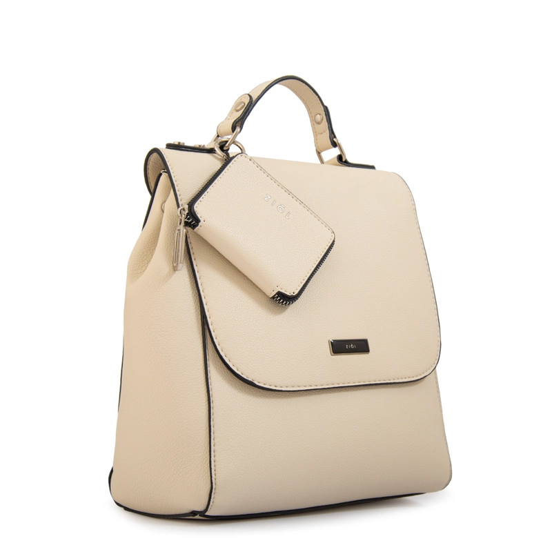MOCHILA CON TAPA SUSANA MEDIANA BLANCO CRUDO - 2
