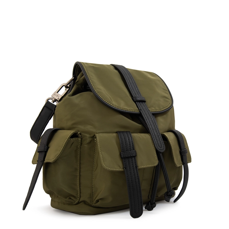 MOCHILA CON TAPA XIMENA MEDIANA VERDE OLIVA - 2