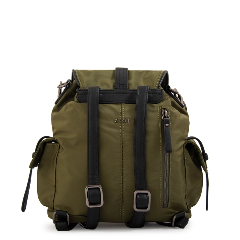 MOCHILA CON TAPA XIMENA MEDIANA VERDE OLIVA - 3