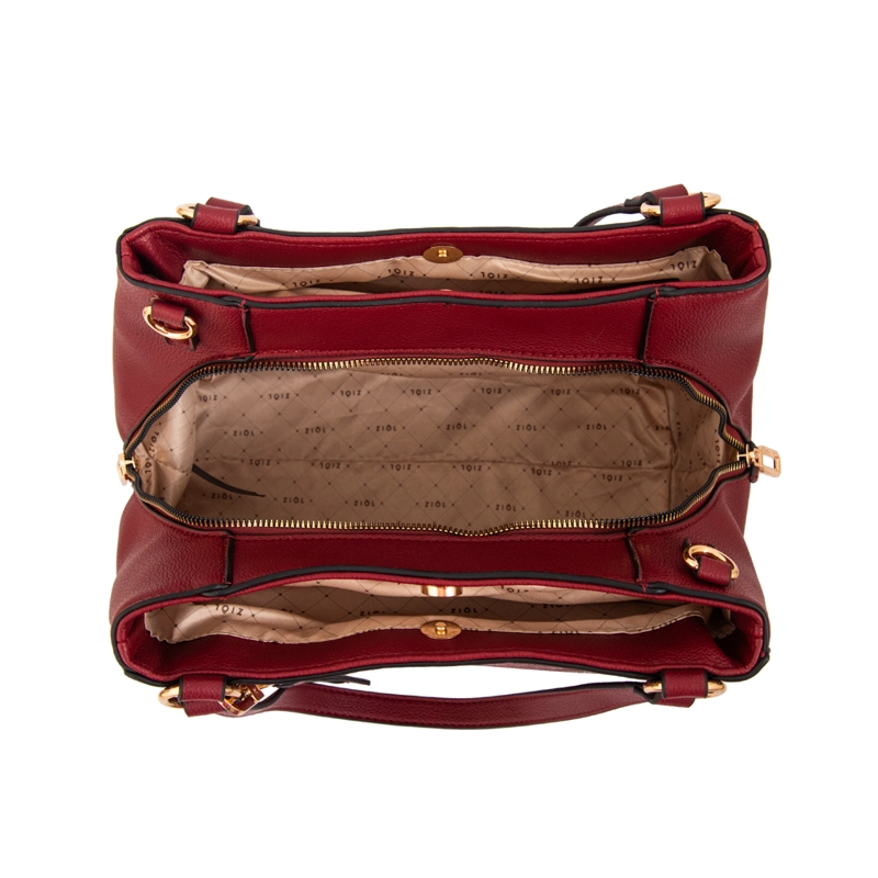 CARTERA TOTE TRES DIVISIONES MICHELLE GRANDE ROJO OSCURO - 4