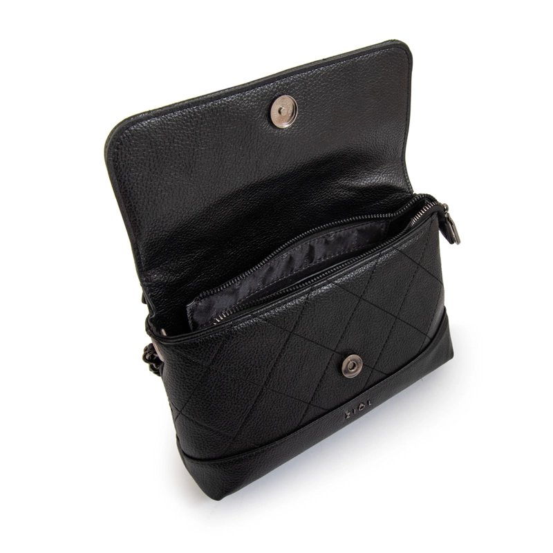 CARTERA BANDOLERA CON TAPA LIAN NEGRO - 4