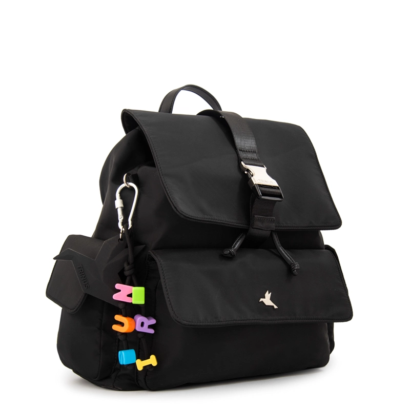 MOCHILA CON TAPA MELANIA MEDIANA NEGRO - 2