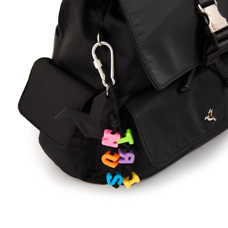 MOCHILA CON TAPA MELANIA MEDIANA NEGRO - 3