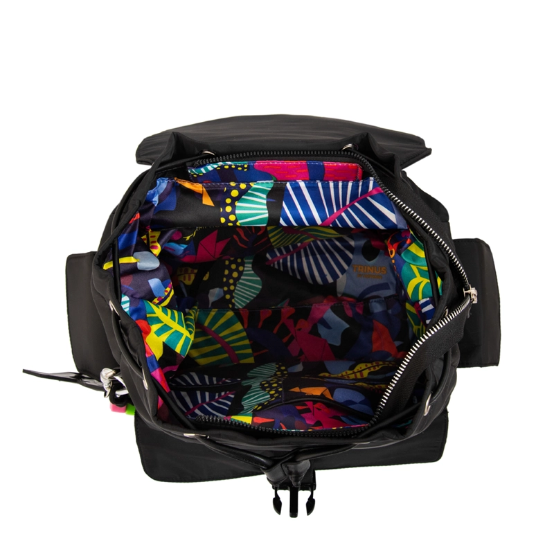 MOCHILA CON TAPA MELANIA MEDIANA NEGRO - 5