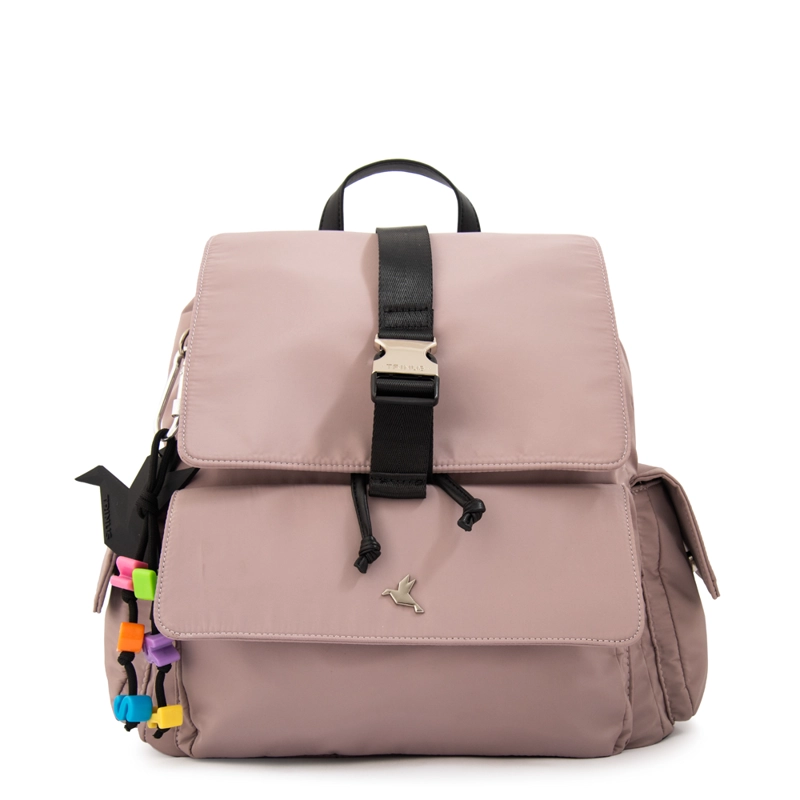 MOCHILA CON TAPA MELANIA MEDIANA ROSA VIEJO - 1