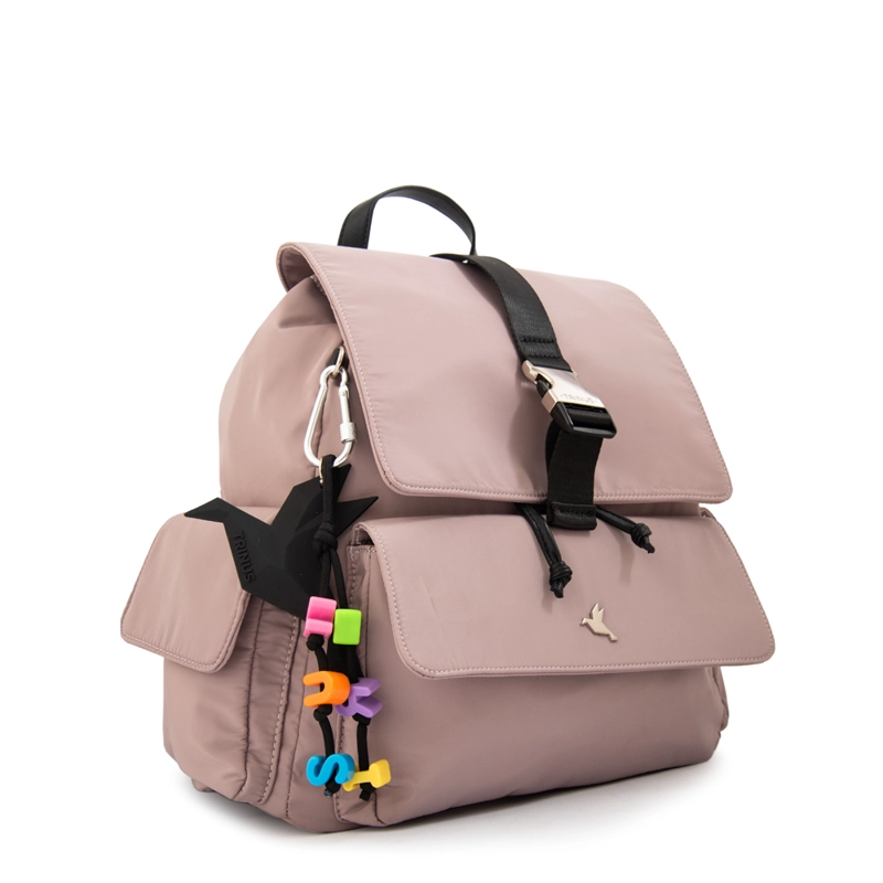 MOCHILA CON TAPA MELANIA MEDIANA ROSA VIEJO - 2