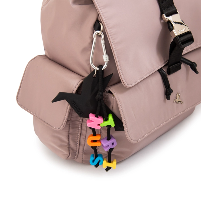 MOCHILA CON TAPA MELANIA MEDIANA ROSA VIEJO - 3
