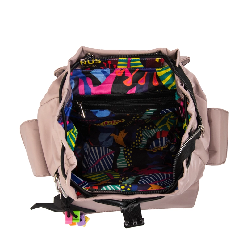 MOCHILA CON TAPA MELANIA MEDIANA ROSA VIEJO - 5