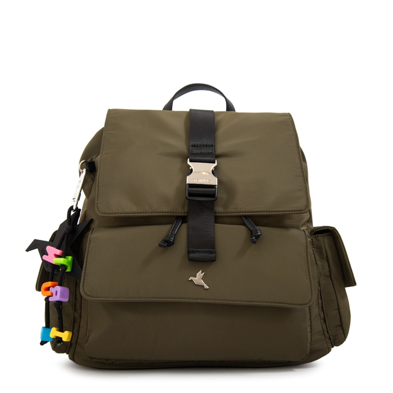 MOCHILA CON TAPA MELANIA MEDIANA VERDE OLIVA - 1