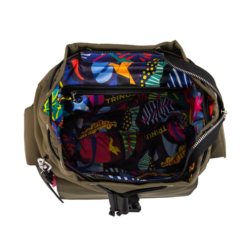 MOCHILA CON TAPA MELANIA MEDIANA VERDE OLIVA - 5