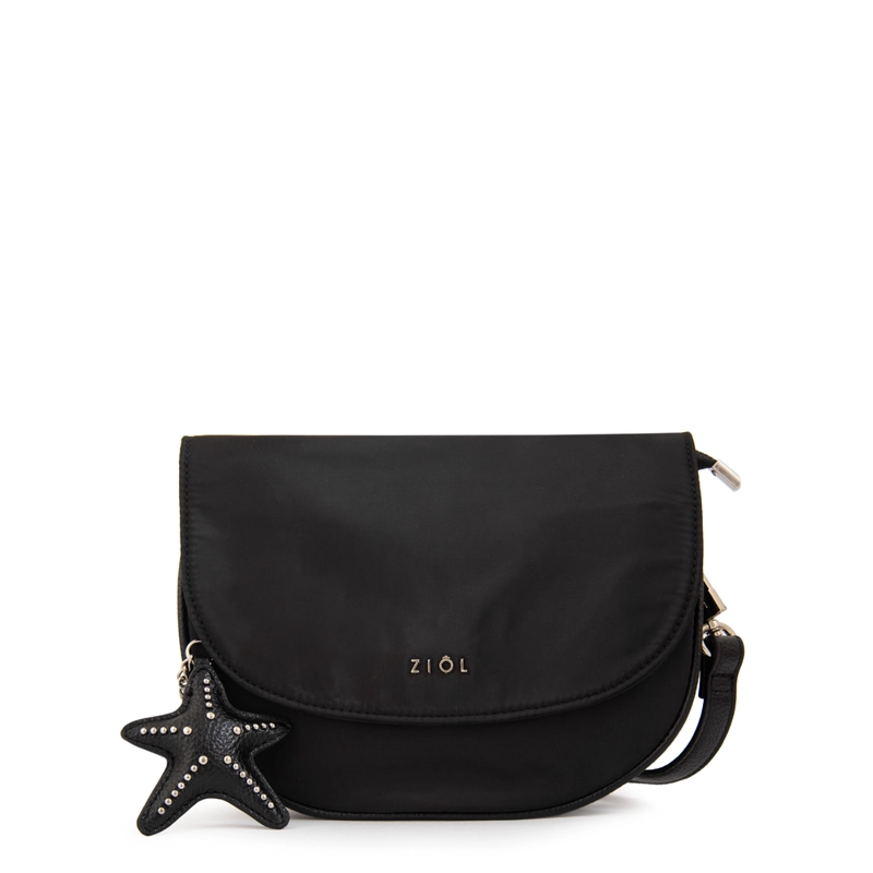 CARTERA BANDOLERA CON TAPA MARINA NEGRO - 1