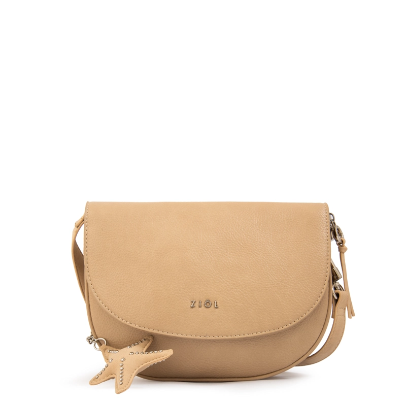 CARTERA BANDOLERA CON TAPA MARINA BEIGE OSCURO - 1