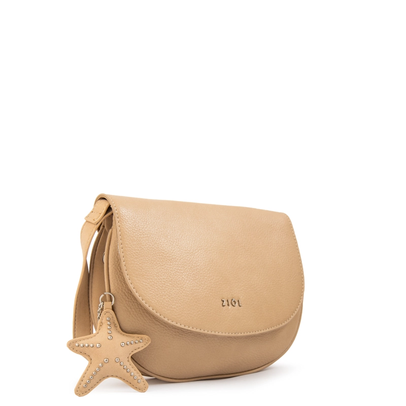 CARTERA BANDOLERA CON TAPA MARINA BEIGE OSCURO - 2