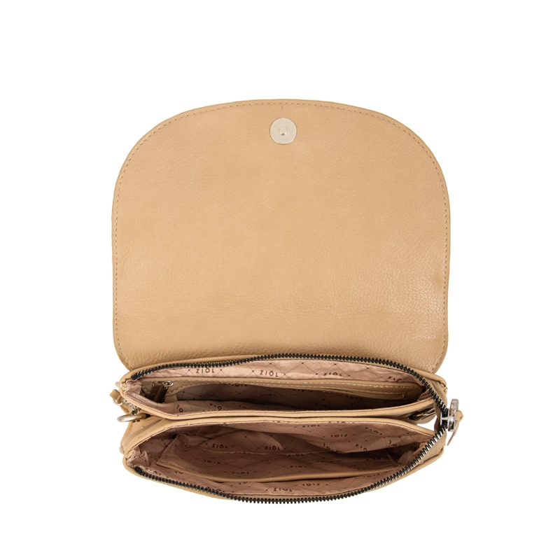 CARTERA BANDOLERA CON TAPA MARINA BEIGE OSCURO - 4