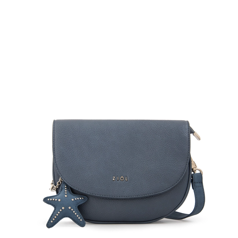 CARTERA BANDOLERA CON TAPA MARINA AZUL - 1