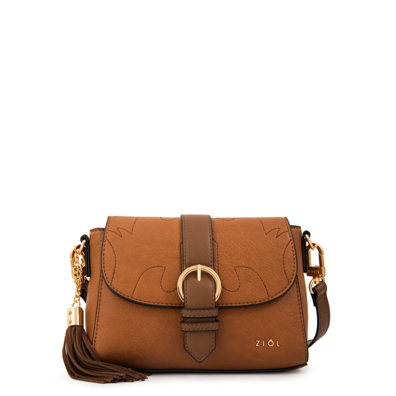 CARTERA BANDOLERA CON TAPA FABIOLA CAFE - 1