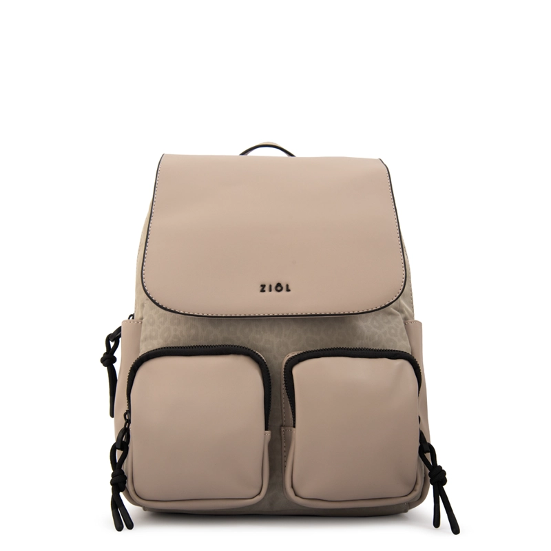 MOCHILA CON TAPA SELINA MEDIANA GRIS - 1