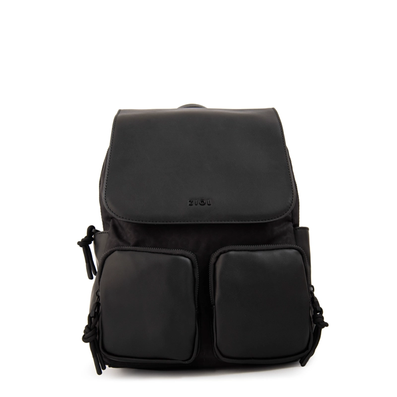 MOCHILA CON TAPA SELINA MEDIANA NEGRO - 1