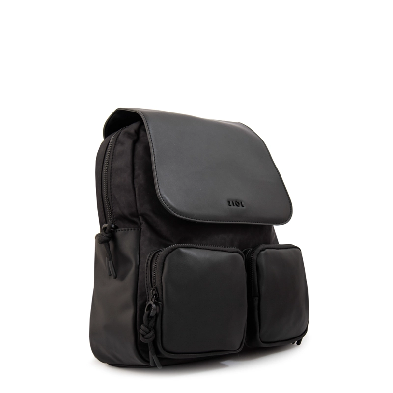 MOCHILA CON TAPA SELINA MEDIANA NEGRO - 2