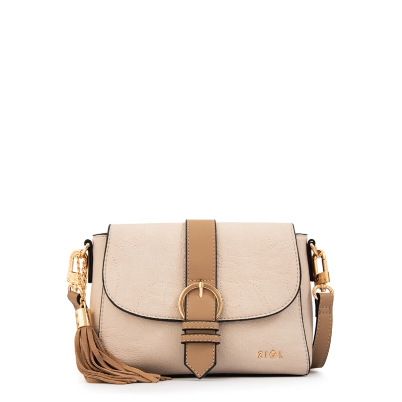 CARTERA BANDOLERA CON TAPA FABIOLA BLANCO CRUDO - 1