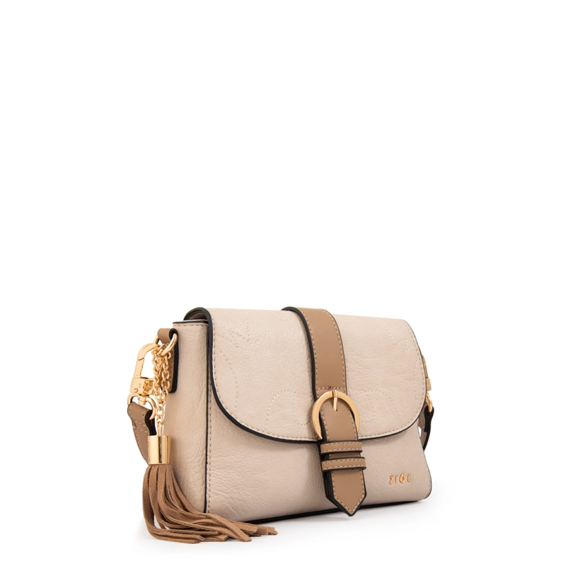 CARTERA BANDOLERA CON TAPA FABIOLA BLANCO CRUDO - 2