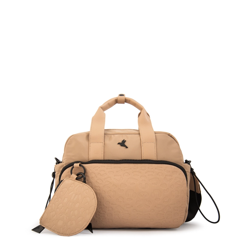 CARTERA BANDOLERA CON ASAS ZELANDA MEDIANA BEIGE OSCURO - 1