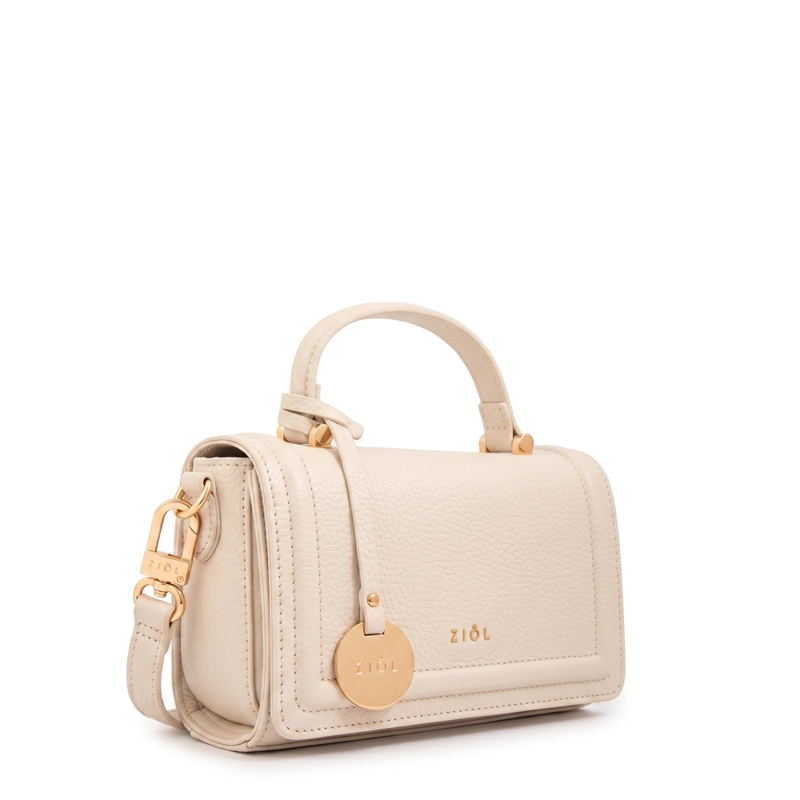 CARTERA BANDOLERA CON TAPA BRUNA BLANCO CRUDO - 1