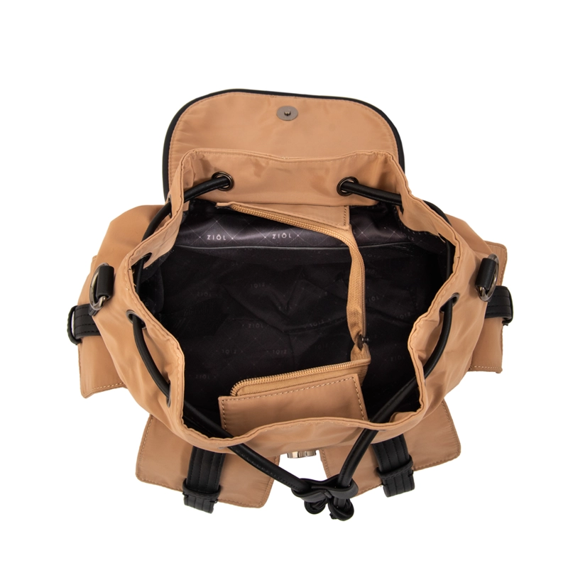 MOCHILA CON TAPA XIMENA MEDIANA BEIGE - 4