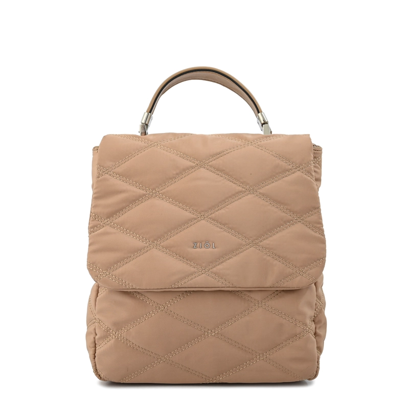 MOCHILA CON TAPA ELVIRA MEDIANA BEIGE OSCURO - 1
