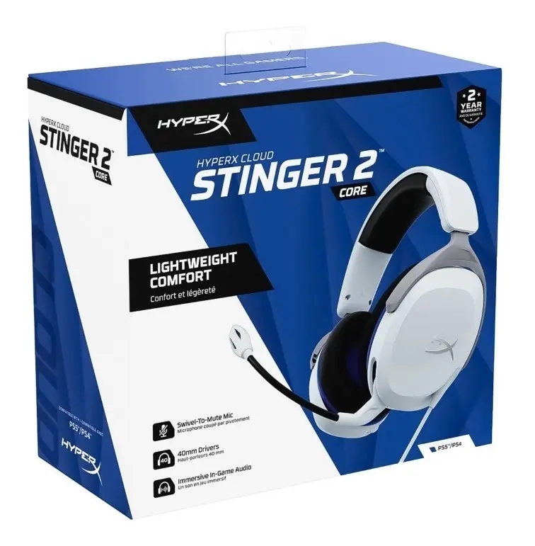 Auriculares Gamer HyperX Cloud Stinger 2 Core para PS5 PS4 con Micrófono Blanco - 1
