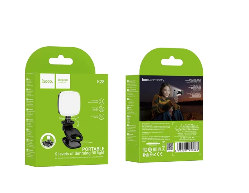 LUZ LED MINI HOCO K28 RECARGABLE USB-C PARA SELFIES, STREAMING, VIDEOLLAMADAS Y FOTOGRAFIA - 2