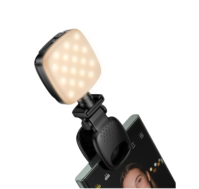 LUZ LED MINI HOCO K28 RECARGABLE USB-C PARA SELFIES, STREAMING, VIDEOLLAMADAS Y FOTOGRAFIA - 4