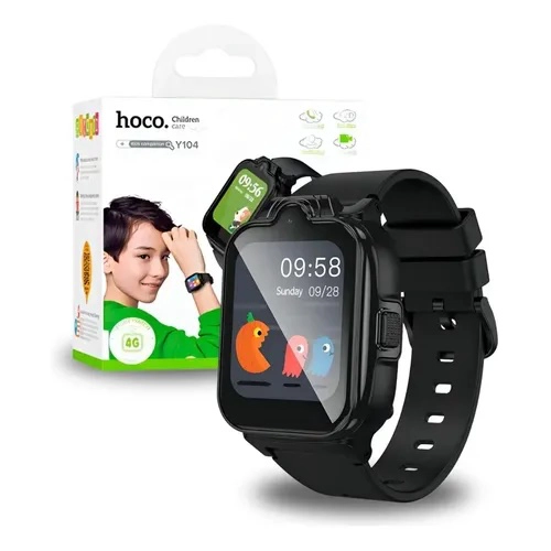 SMARTWATCH NIÑOS 4G GPS LLAMADAS CAMARA SOS HOCO Y104 NEGRO - 2
