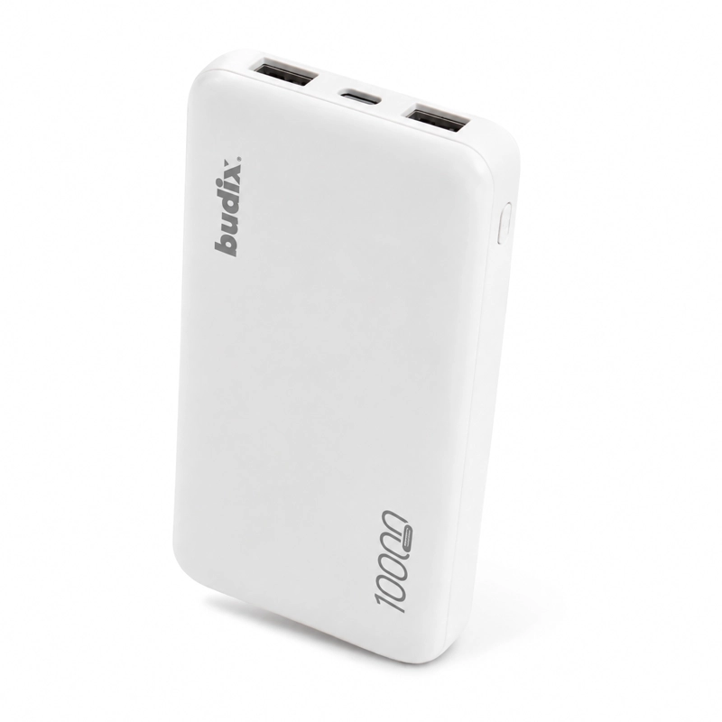 POWER BANK BUDIX 10.000 MAH CON DOBLE SALIDA USB-A ENTRADA USB-C INDICADOR LED Y PROTECCION BLANCO - 2
