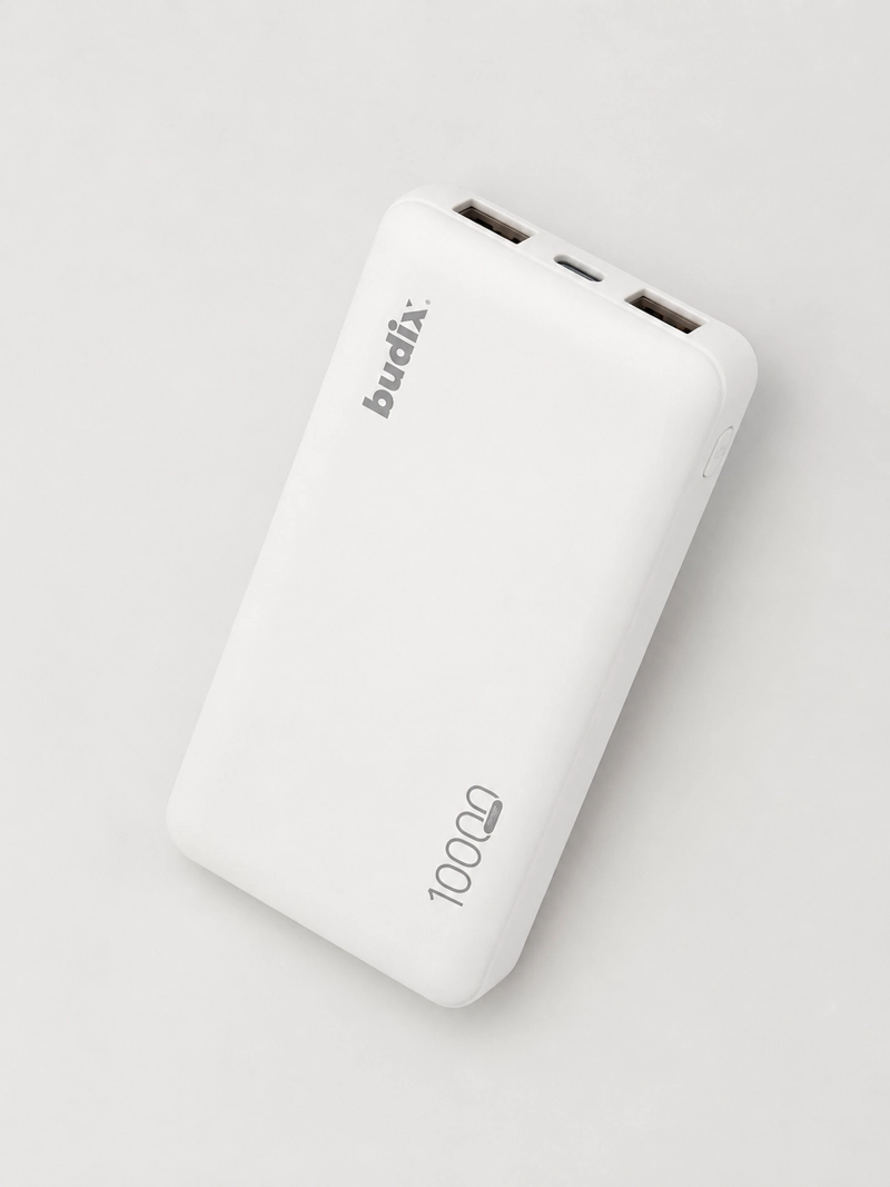 POWER BANK BUDIX 10.000 MAH CON DOBLE SALIDA USB-A ENTRADA USB-C INDICADOR LED Y PROTECCION BLANCO - 3
