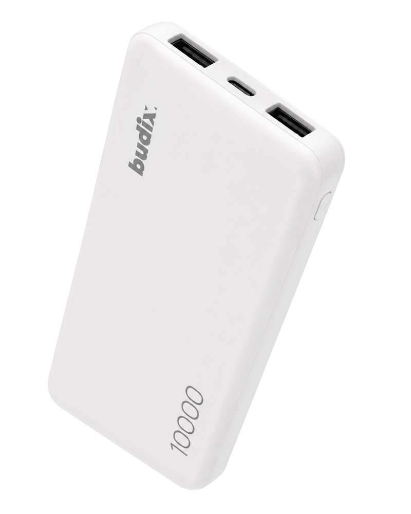 POWER BANK BUDIX 10.000 MAH CON DOBLE SALIDA USB-A ENTRADA USB-C INDICADOR LED Y PROTECCION BLANCO - 4