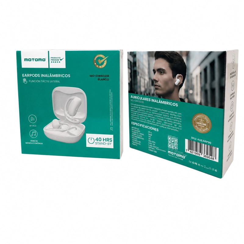 AUDIFONOS OPEN-EAR MOTOMO MO‑OWSG218 TWS BLUETOOTH TACTILES CON MICROFONO BLANCO - 4